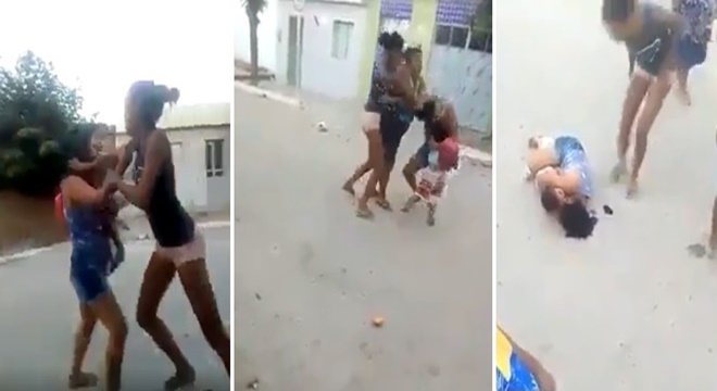 Duas mulheres espancam mãe e seu bebê no meio da rua