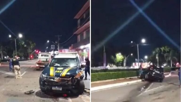 Motorista de aplicativo fura sinal e atinge viatura da PRF na Avenida Jorge Teixeira 7 Motorista de aplicativo fura sinal e atinge viatura da PRF na Avenida Jorge Teixeira