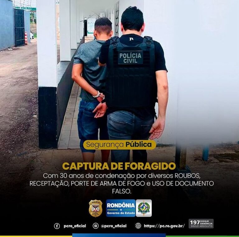 Polícia Civil de Candeias do Jamari captura foragido com extensa ficha criminal 8 Polícia Civil de Candeias do Jamari captura foragido com extensa ficha criminal