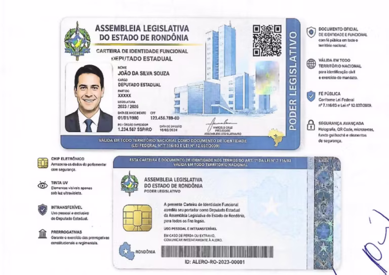 ALE-RO cria carteira de identidade funcional com chip e QR Code para deputados estaduais; entenda 8 ALE-RO cria carteira de identidade funcional com chip e QR Code para deputados estaduais; entenda