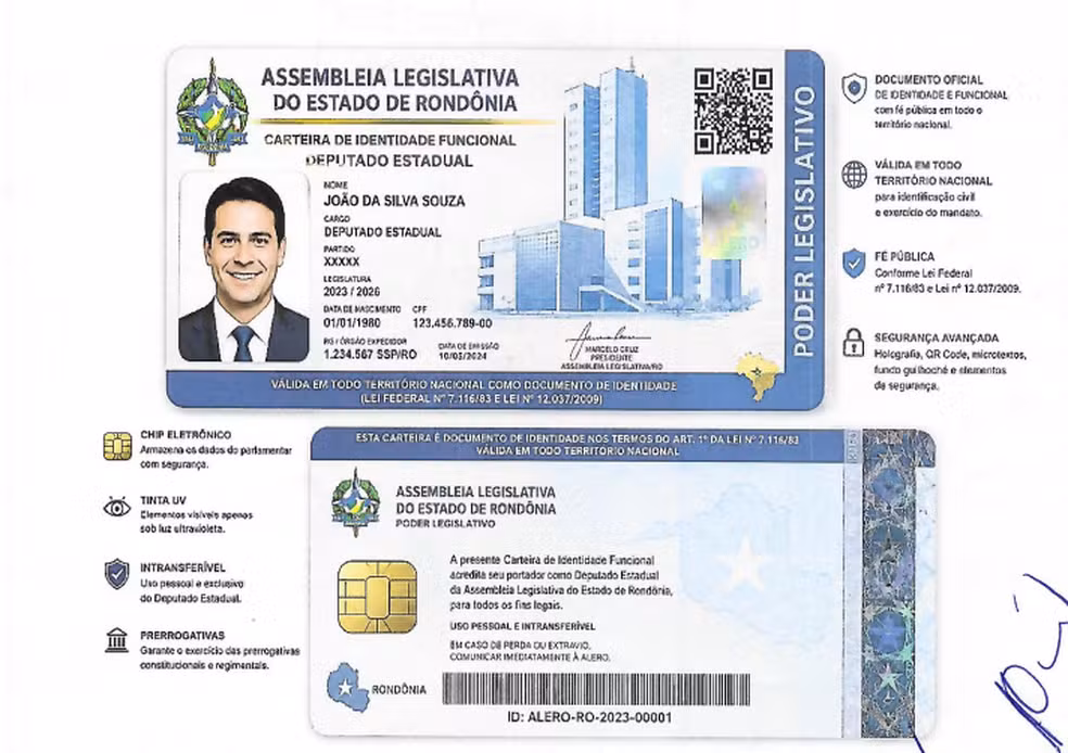 ALE-RO cria carteira de identidade funcional com chip e QR Code para deputados estaduais; entenda