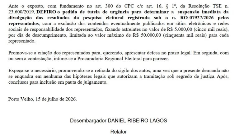 TRE barra divulgação de pesquisa que aponta Fúria em empate técnico na liderança após identificar graves inconsistências 18 TRE barra divulgação de pesquisa que aponta Fúria em empate técnico na liderança após identificar graves inconsistências