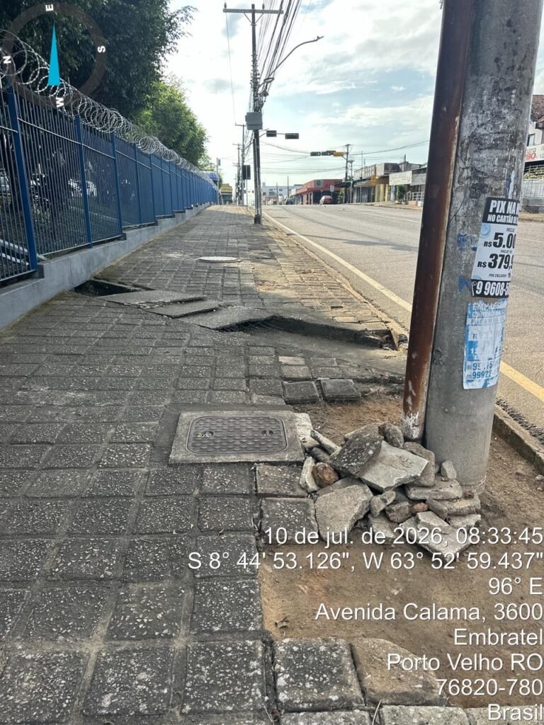 Vereador Zé Paroca solicita reparos urgentes de calçadas na Avenida Calama 9 Vereador Zé Paroca solicita reparos urgentes de calçadas na Avenida Calama